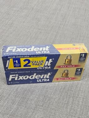 Fixodent Ultra Max Hold Dental Adhesive 2.2oz 2 Pack